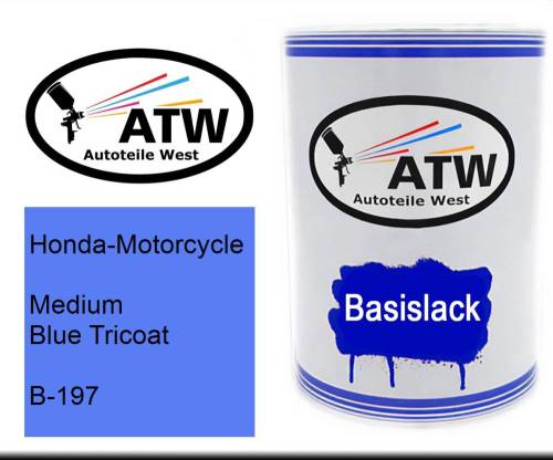 Honda-Motorcycle, Medium Blue Tricoat, B-197: 500ml Lackdose, von ATW Autoteile West.